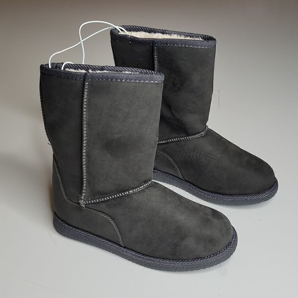 NEW 1 NORDSTROM HARPER CANYON UGG STYLE GRAY FAUX SUEDE + SHERPA BOOTS NWT